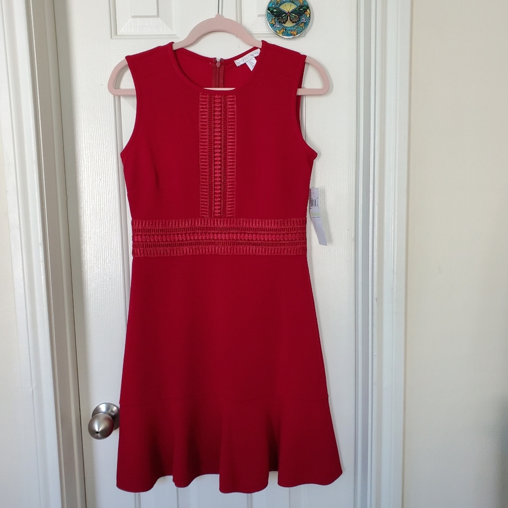 LONDON TIMES NANCY FIT & FLARE DRESS